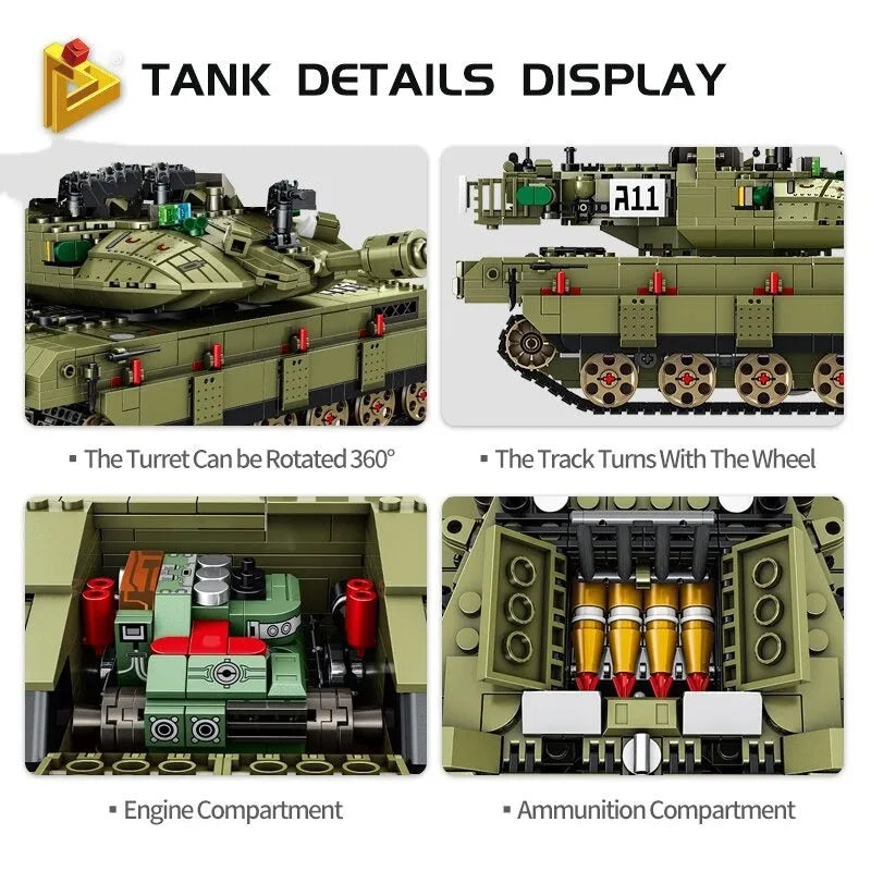 Building Blocks Military MOC Israel MK4 Main Battle War Tank Bricks Toys - 4