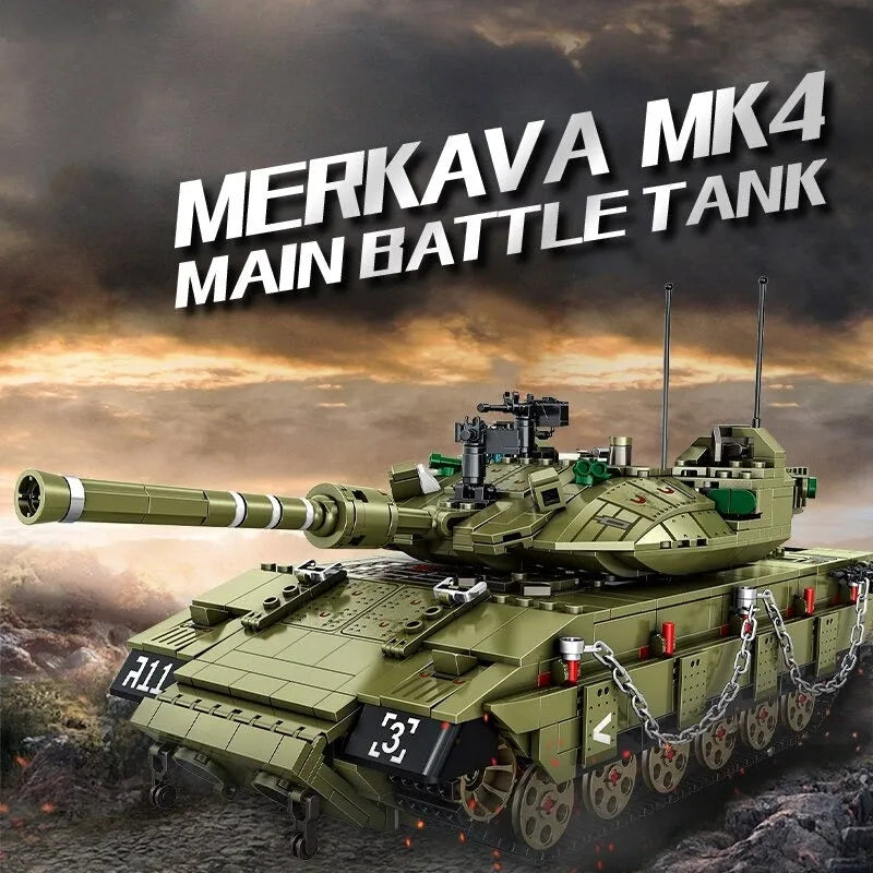 Building Blocks Military MOC Israel MK4 Main Battle War Tank Bricks Toys - 2