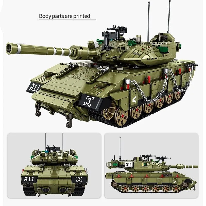 Building Blocks Military MOC Israel MK4 Main Battle War Tank Bricks Toys - 5