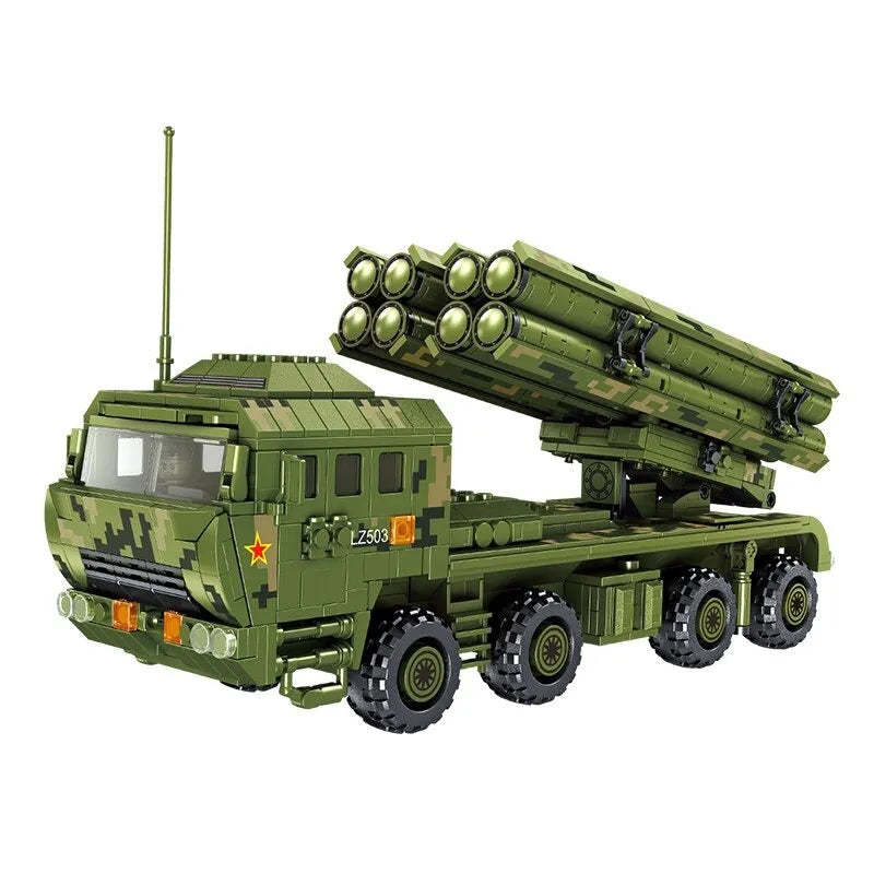 Building Blocks Military MOC Rocket Gun Carrier War Truck Bricks Toys - 1