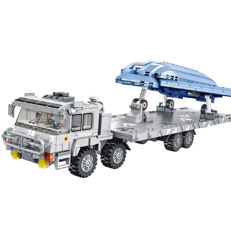 Building Blocks Military MOC Stealth Combat Drone Truck Bricks Toys - 1