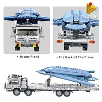 Thumbnail for Building Blocks Military MOC Stealth Combat Drone Truck Bricks Toys Construction Set Toys - 5