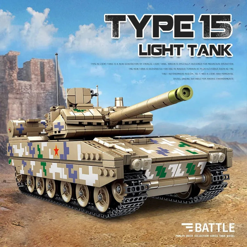 Building Blocks Military MOC Type 15 Light Battle Tank Bricks Toy - 3