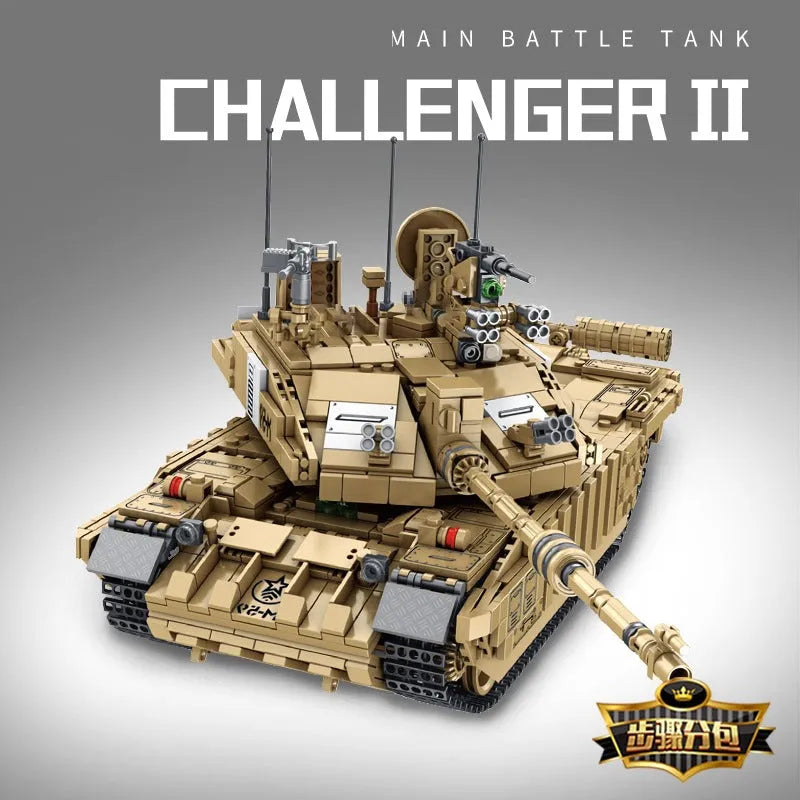 SEMKY Military Series Challenger Ⅱ Main Battle Tank MOC Building Blocks and  Engineering Toy（904 Pieces）,WW2 Army Tank for Kid and Military Fan