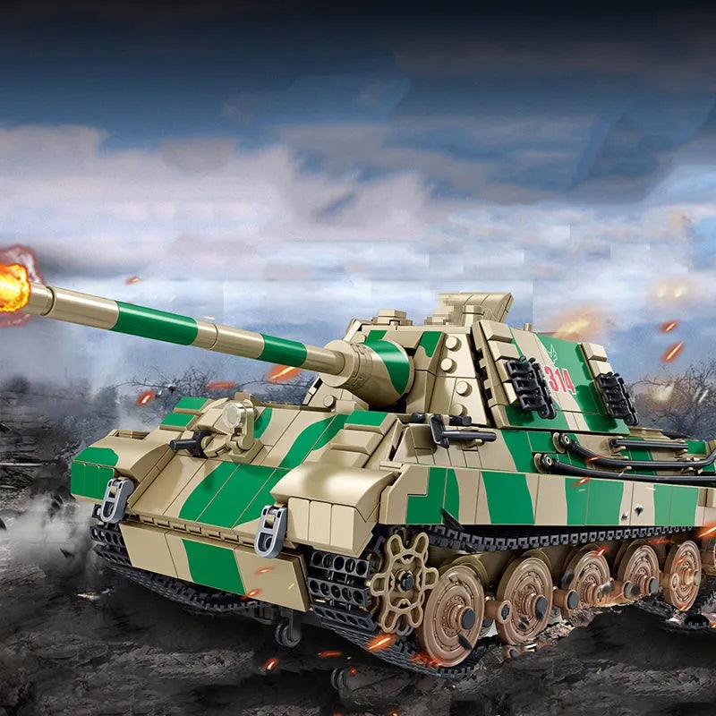 Building Blocks Military MOC WW2 Jagdtiger Heavy Battle Tank Bricks Toys - 2