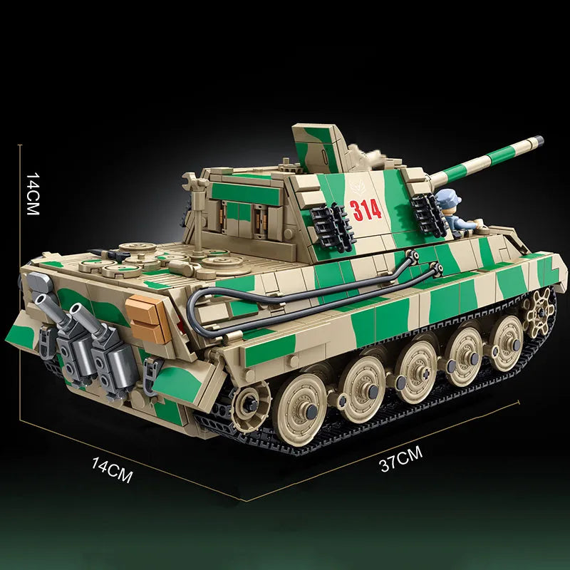 Building Blocks Military MOC WW2 Jagdtiger Heavy Battle Tank Bricks Toys - 4