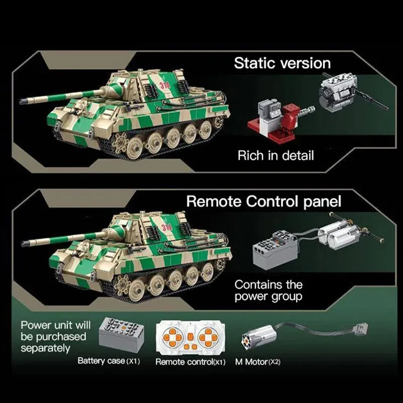 Building Blocks Military MOC WW2 Jagdtiger Heavy Battle Tank Bricks Toys - 7