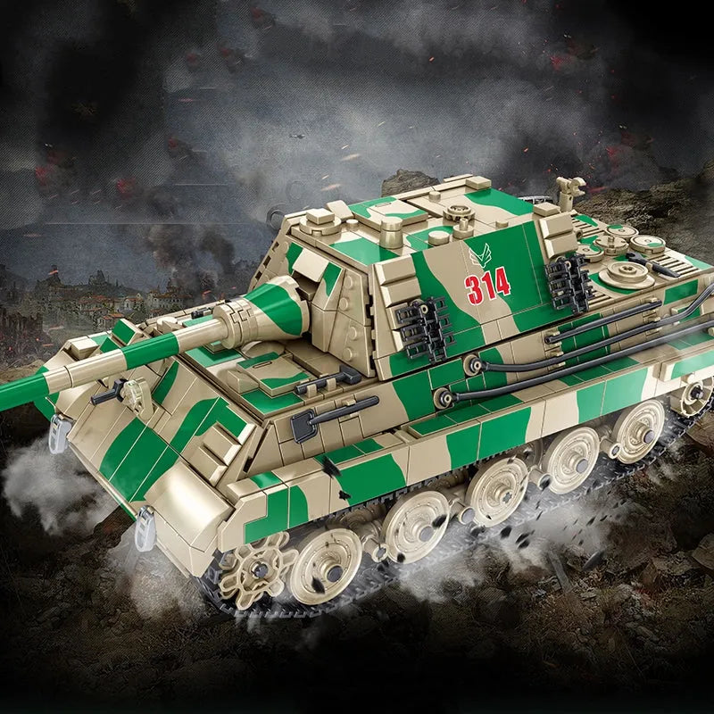 Building Blocks Military MOC WW2 Jagdtiger Heavy Battle Tank Bricks Toys - 3