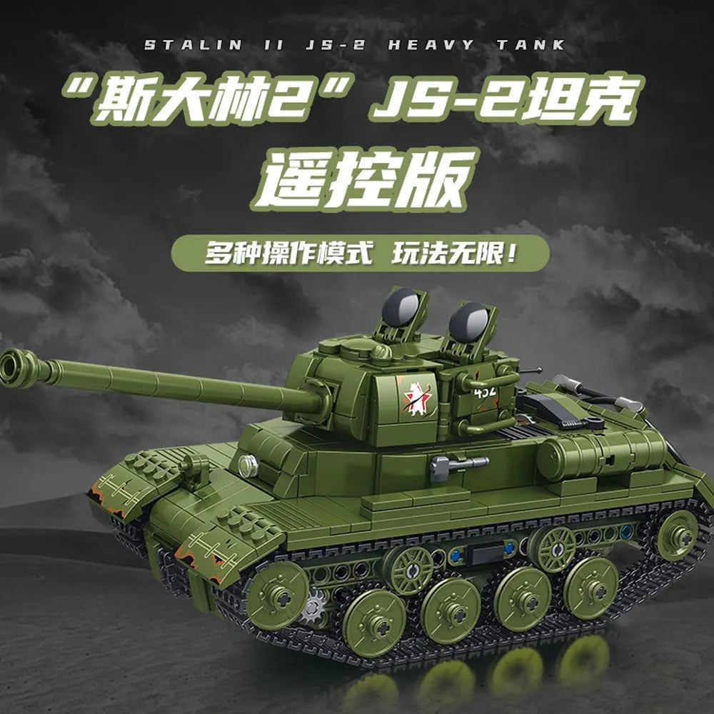 Building Blocks Military Motorized RC STALIN II JS-2 Heavy Battle Tank Bricks Toy Construction Set Toys - 5