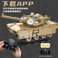 Thumbnail for Building Blocks Military RC Motorized Abrams M1A2 Main Battle Tank Bricks Toy - 2