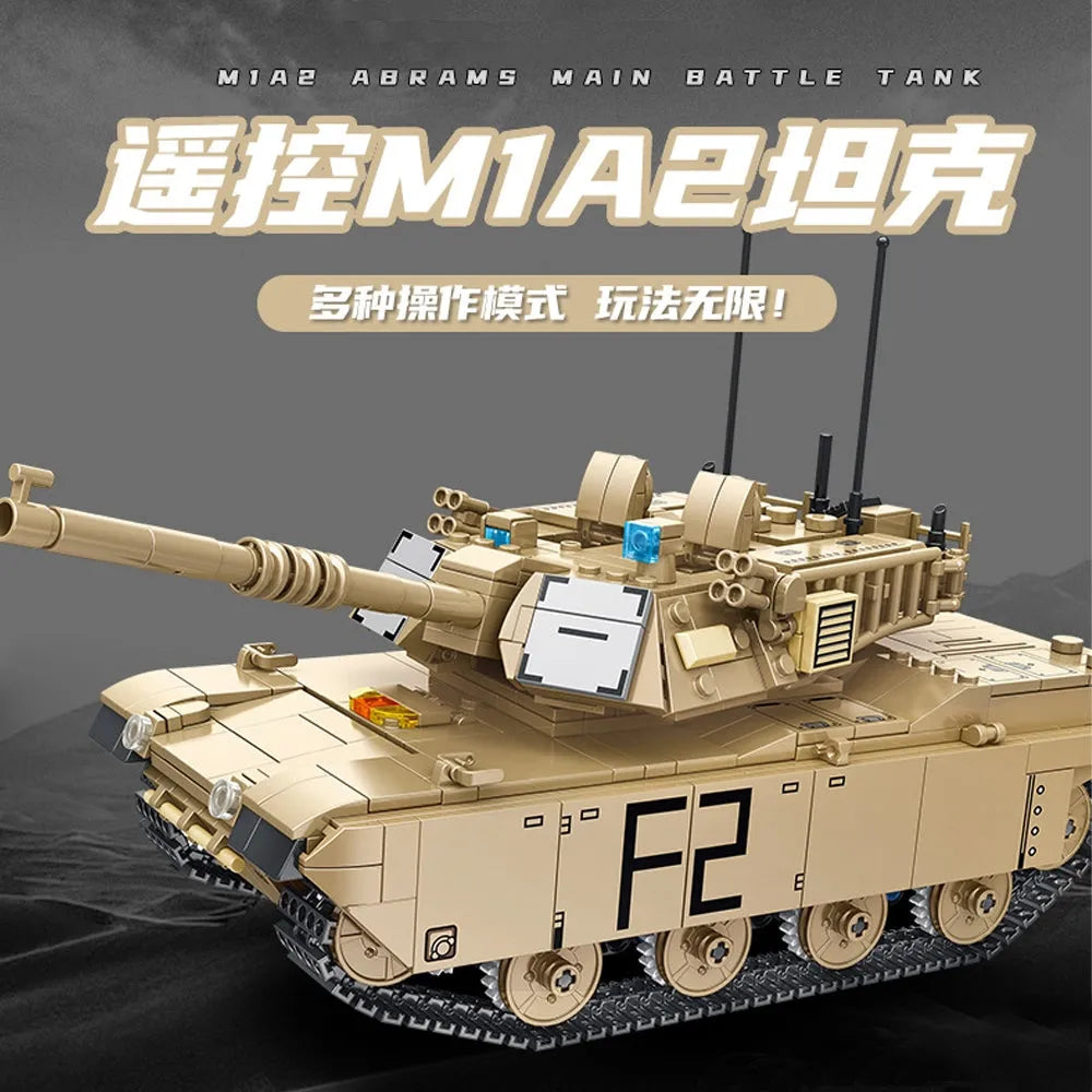 Building Blocks Military RC Motorized Abrams M1A2 Main Battle Tank Bricks Toy - 4