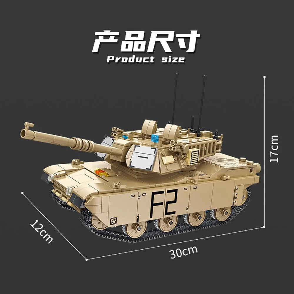 Building Blocks Military RC Motorized Abrams M1A2 Main Battle Tank Bricks Toy - 5