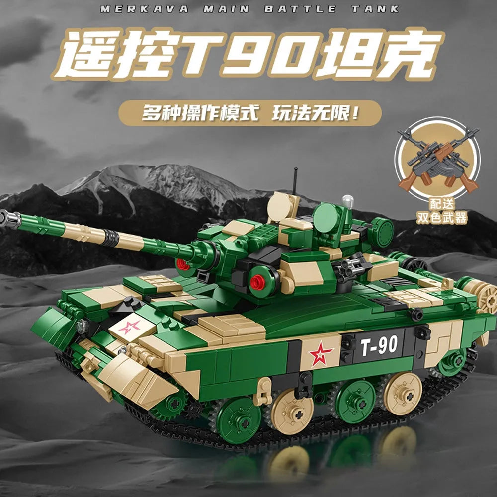 Building Blocks Military RC Motorized T90 Main Battle Tank Bricks Toy - 2