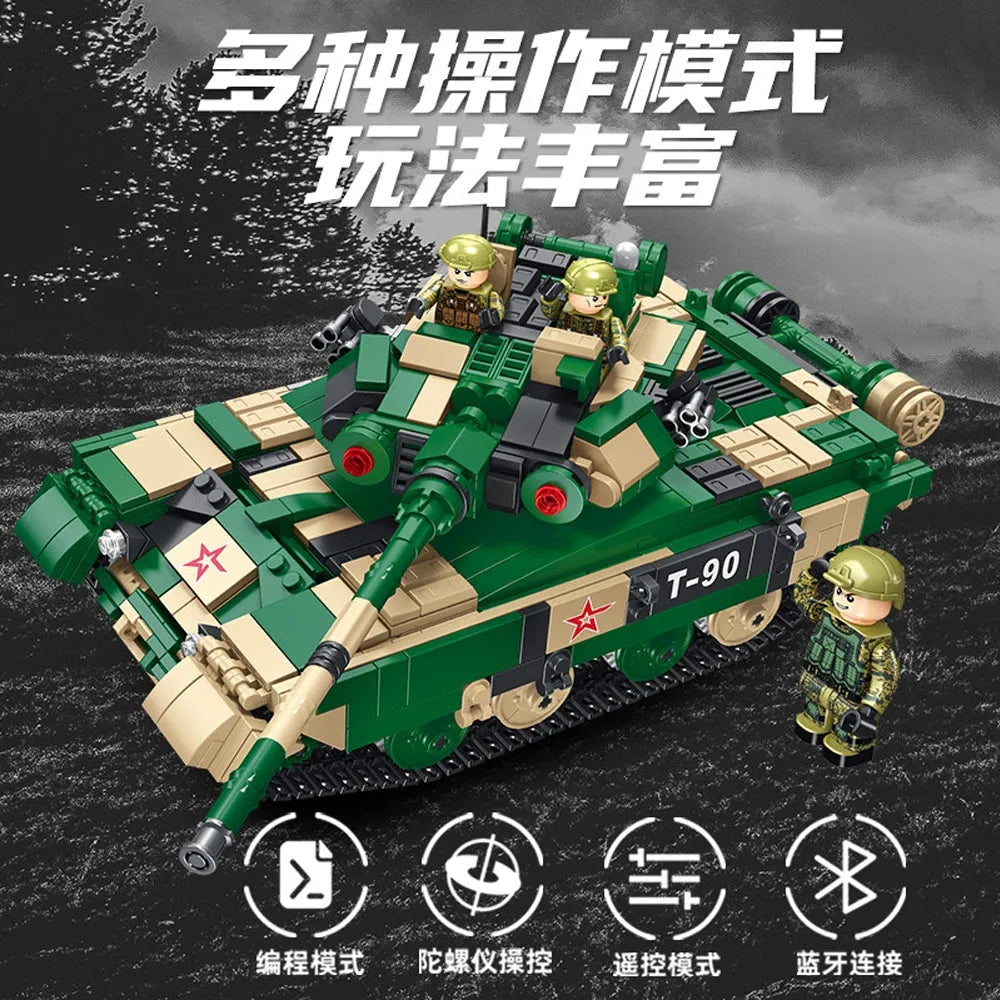 Building Blocks Military RC Motorized T90 Main Battle Tank Bricks Toy - 3