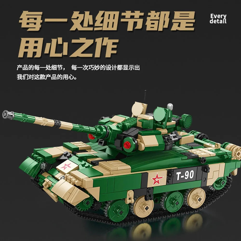 Building Blocks Military RC Motorized T90 Main Battle Tank Bricks Toy - 4