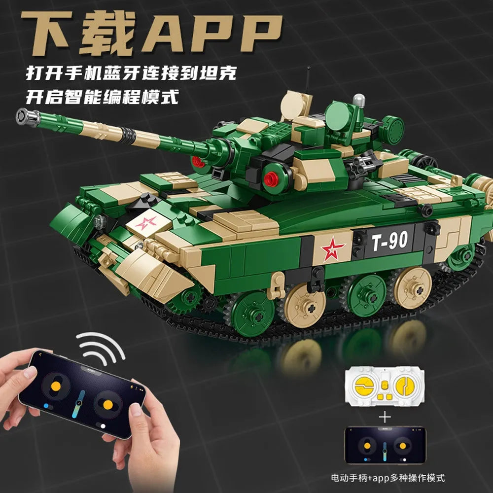 Building Blocks Military RC Motorized T90 Main Battle Tank Bricks Toy - 5