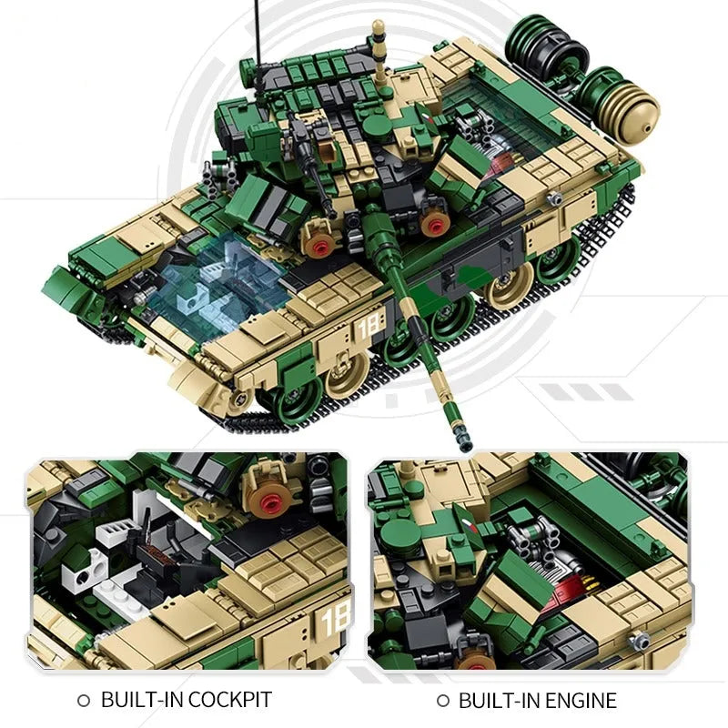 Building Blocks Military Russia T90 Main Battle Tank Bricks Toy Construction Set Toys - 3