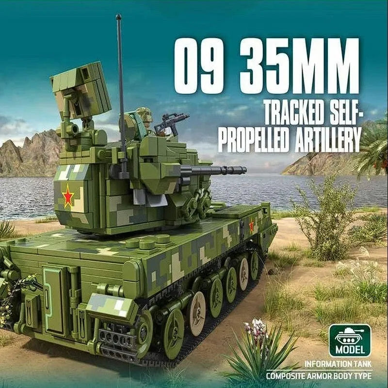 Building Blocks Military Self - propelled 35MM Artillery Bricks Toys - 7