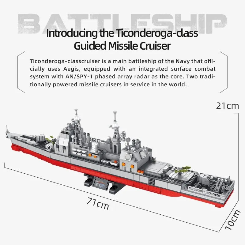 Building Blocks Military Ticonderoga Cruiser Navy Battleship Bricks Toy - 4