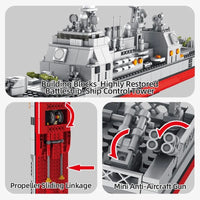 Thumbnail for Building Blocks Military Ticonderoga Cruiser Navy Battleship Bricks Toy - 5