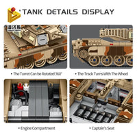 Thumbnail for Building Blocks Military US M1A2 Main Battle War Tank Bricks Toys - 6