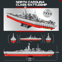 Thumbnail for Building Blocks Military USS North Carolina Battleship Warship Bricks Toy - 4