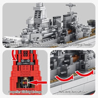 Thumbnail for Building Blocks Military USS North Carolina Battleship Warship Bricks Toy - 9