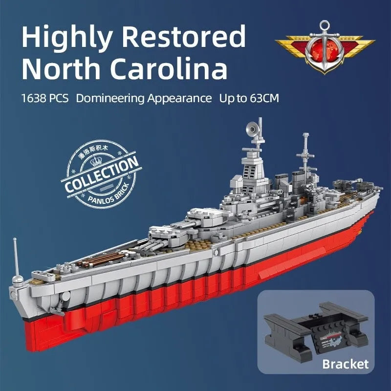 Building Blocks Military USS North Carolina Battleship Warship Bricks Toy - 7