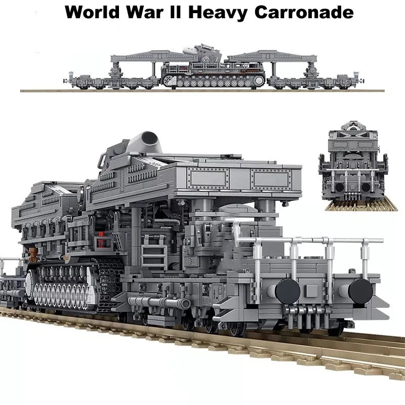 Building Blocks Military WW2 Karl Heavy Carronade Mortar Railway Bricks Toy - 4