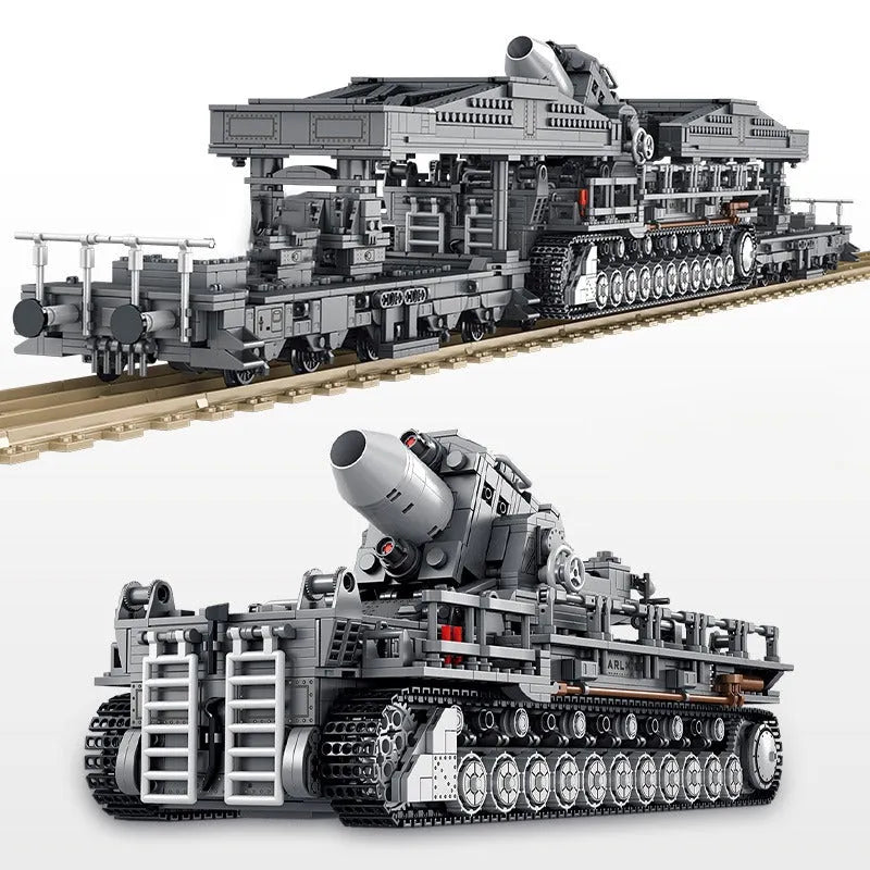 Building Blocks Military WW2 Karl Heavy Carronade Mortar Railway Bricks Toy - 1