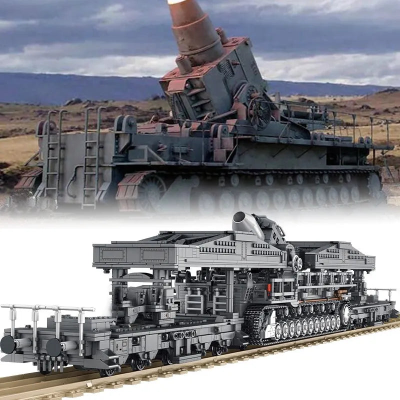Building Blocks Military WW2 Karl Heavy Carronade Mortar Railway Bricks Toy - 9