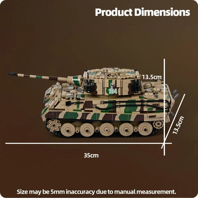 Building Blocks Military WW2 King Tiger Heavy Tank Bricks Toys Construction Set Toys - 12