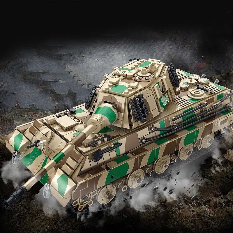 Building Blocks Military WW2 King Tiger Heavy Tank Bricks Toys - 2