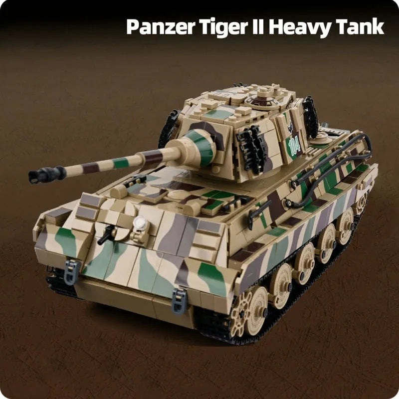 Building Blocks Military WW2 King Tiger Heavy Tank Bricks Toys - 3