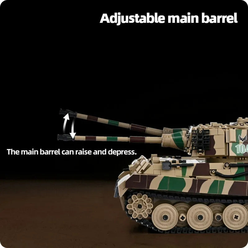 Building Blocks Military WW2 King Tiger Heavy Tank Bricks Toys - 9
