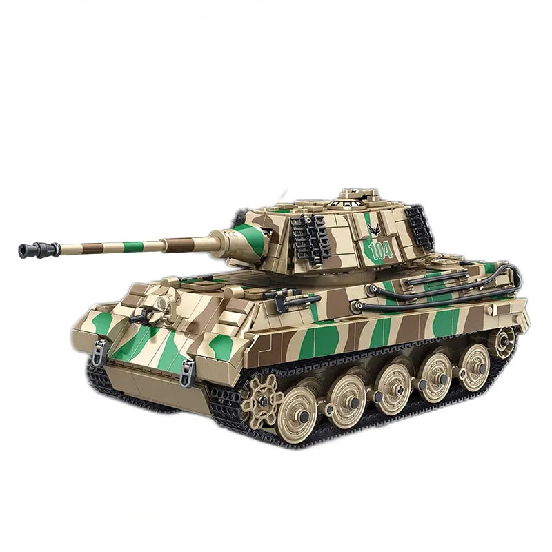 Building Blocks Military WW2 King Tiger Heavy Tank Bricks Toys - 1