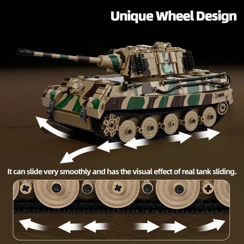 Building Blocks Military WW2 King Tiger Heavy Tank Bricks Toys Construction Set Toys - 6