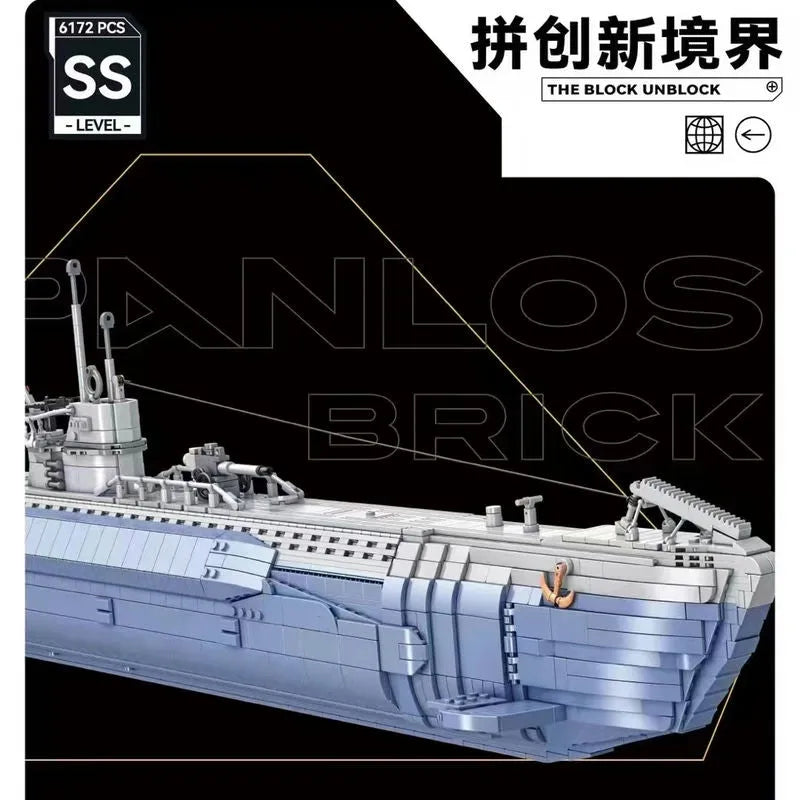 Building Blocks Military WW2 MOC German Navy VIIC U-552 Submarine Bricks Toy - 7