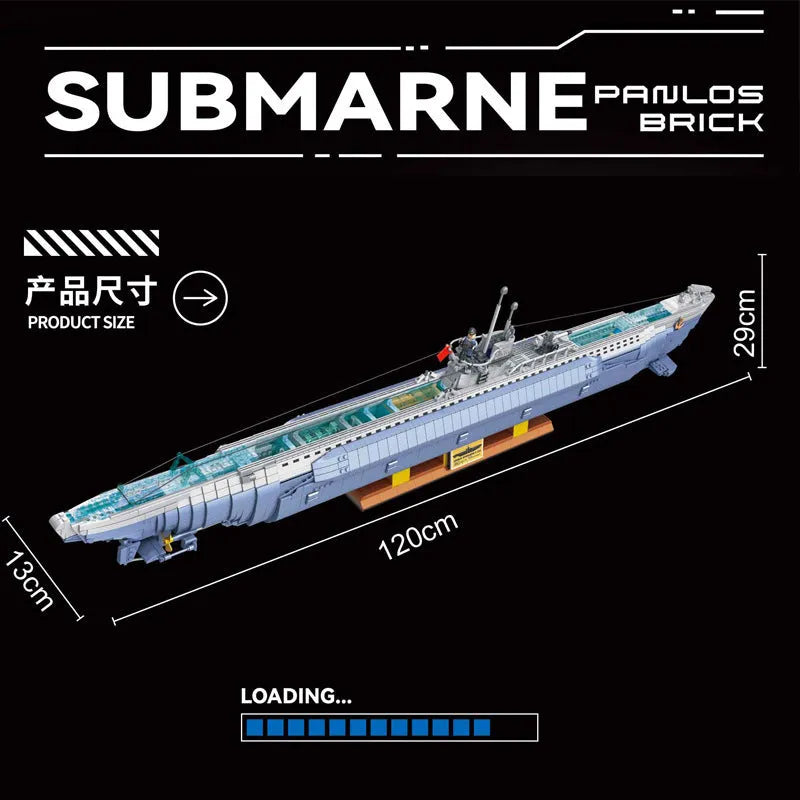 Military WW2 MOC German Navy U-552 Submarine Bricks