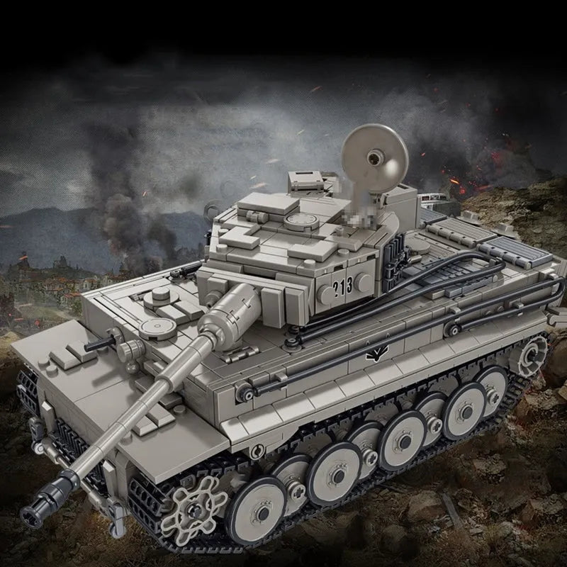 Building Blocks Military WW2 MOC Tiger 1 Heavy Battle Tank Bricks Toy Construction Set Toys - 3