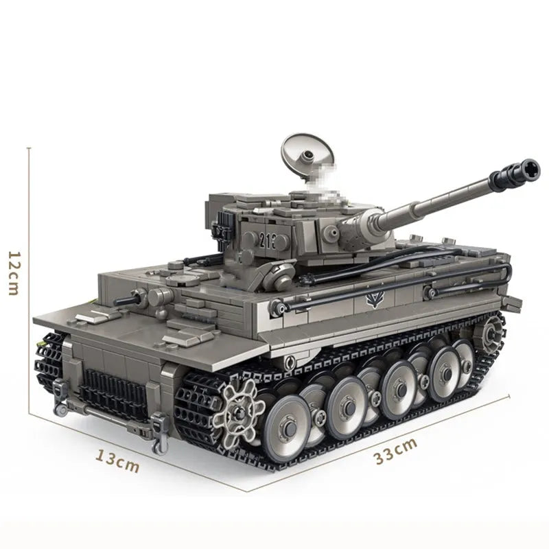Building Blocks Military WW2 MOC Tiger 1 Heavy Battle Tank Bricks Toy Construction Set Toys - 4