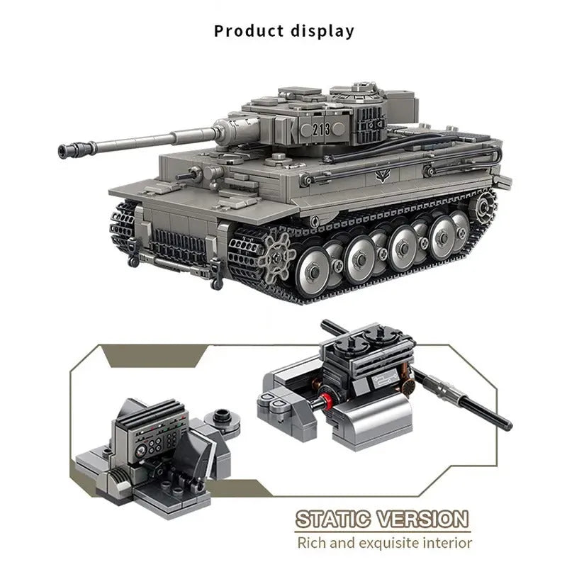 Building Blocks Military WW2 MOC Tiger 1 Heavy Battle Tank Bricks Toy - 7