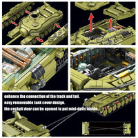 Thumbnail for Building Blocks Military WW2 MOC USA Army T28 Heavy Battle Tank Bricks Toy - 10