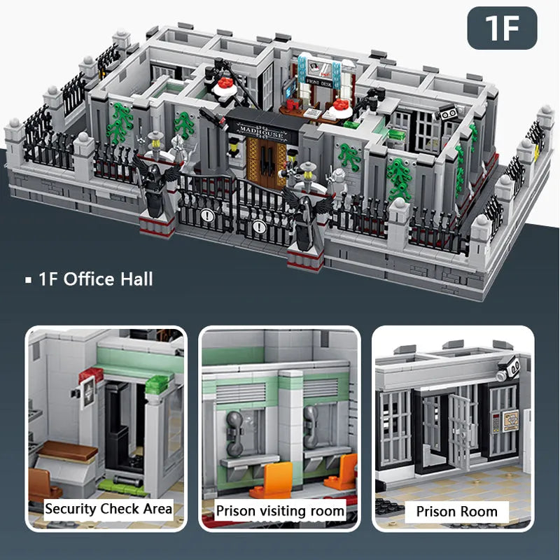 Building Blocks MOC 613002 Expert Creator City Lunatic Hospital Bricks Toys - 12