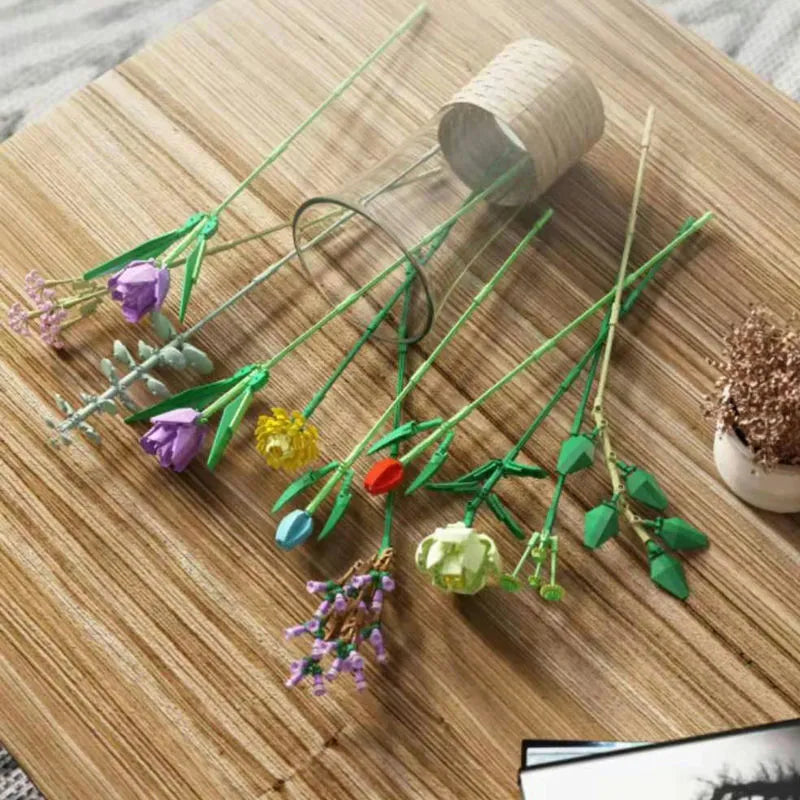 Building Blocks MOC Bouquet Flower Romantic Bricks Rose Toys - 6