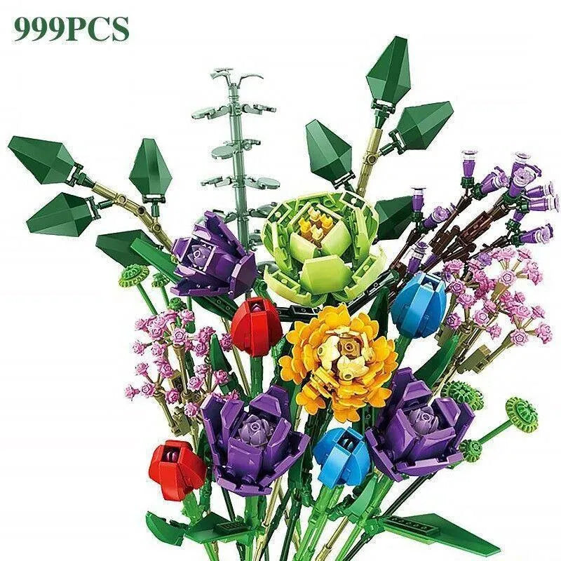 Building Blocks MOC Bouquet Flower Romantic Bricks Rose Toys - 1