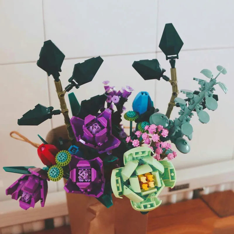 Building Blocks MOC Bouquet Flower Romantic Bricks Rose Toys - 23