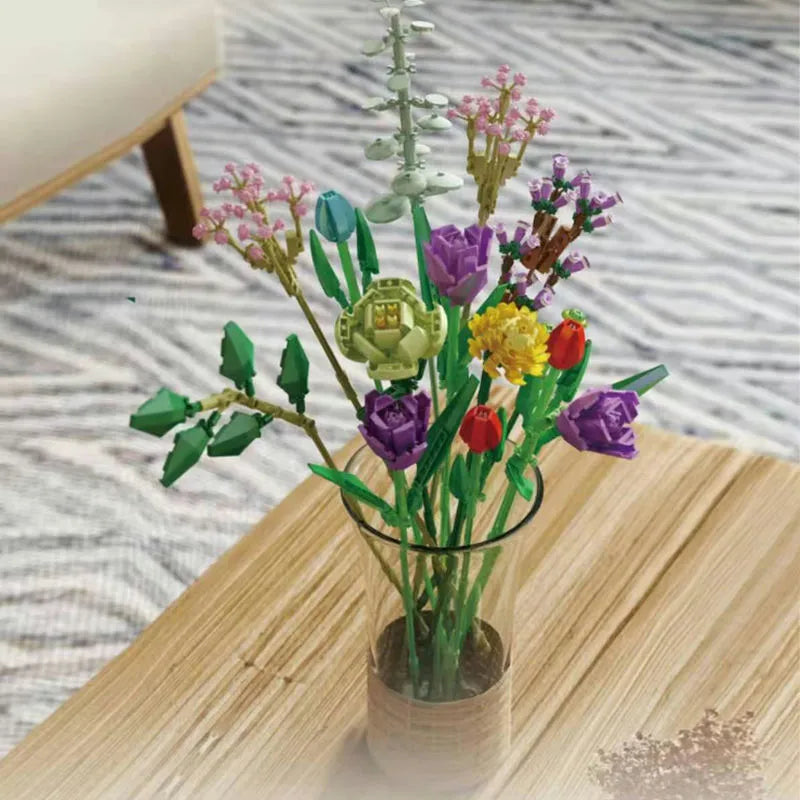 Building Blocks MOC Bouquet Flower Romantic Bricks Rose Toys - 5