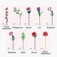 Thumbnail for Building Blocks MOC Bouquet Romantic Flower Rose Bricks Toys Construction Set Toys - 2