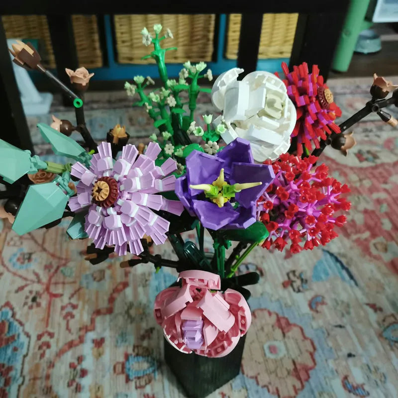 Building Blocks MOC Bouquet Romantic Flower Rose Bricks Toys Construction Set Toys - 11